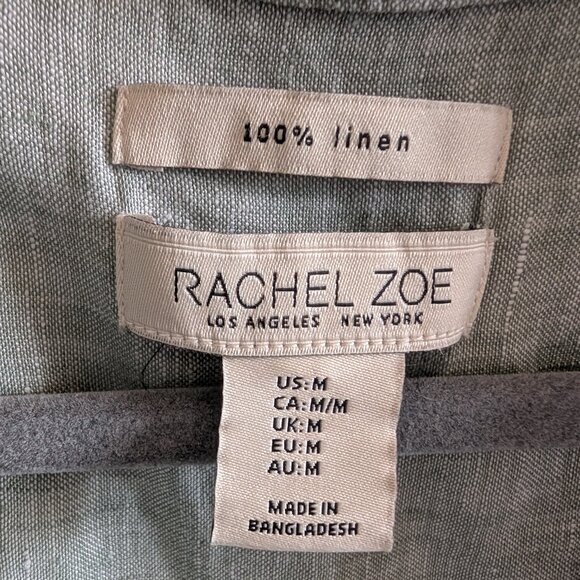 Rachel Zoe 100% Linen Short Sleeve Shirt Light Blue Button-down Collar Medium - Picture 2 of 10